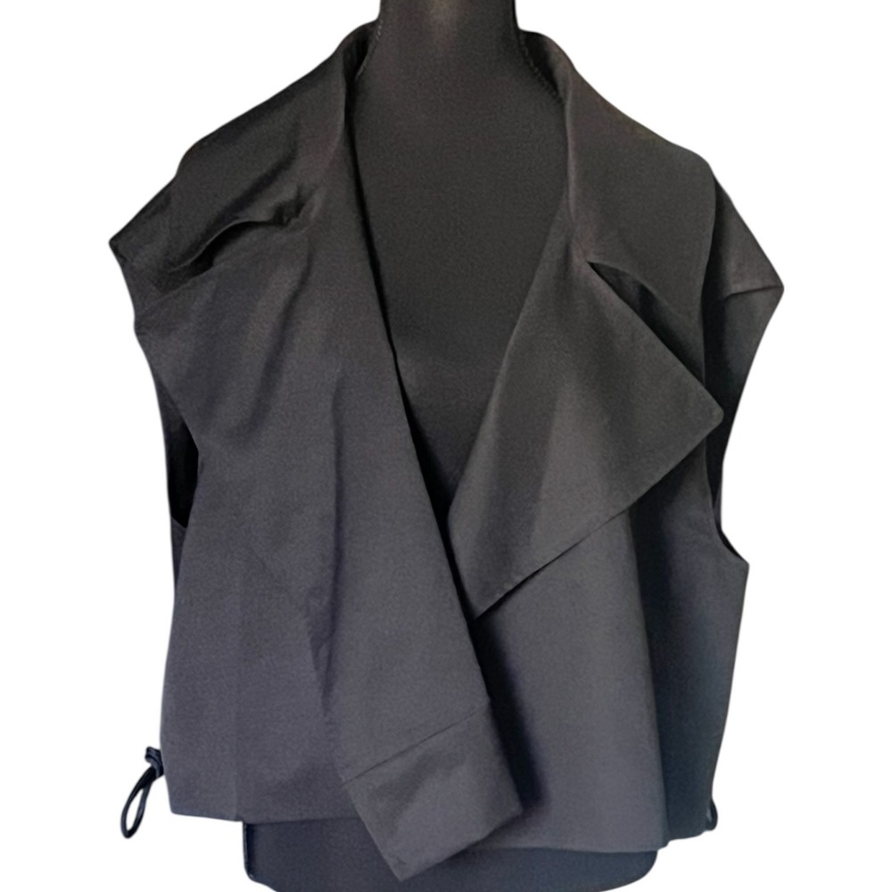 Bucket List Black Draped Waterfall Vest Cape Jacket Open Front Size‎ Small - Picture 14 of 16